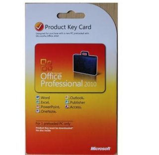 Microsoft Office 2010 Pro Product Key Card