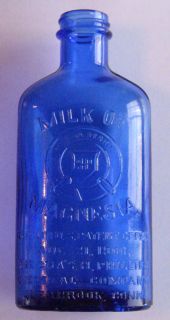 Milk of Magnesia Cobalt Blue Bottle Dated Aug 21 1906