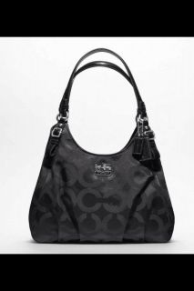 Coach Madison Maggie Op Art Black 3 Compartment Handbag Purse