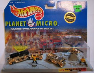 Planet Micro Urban Rescue GOLD Edition Set with Fire Trucks & Chopper