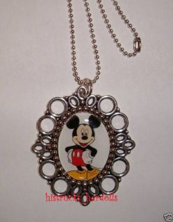 Boutique Mickey Mouse Oval Pendant Necklace Altered Art