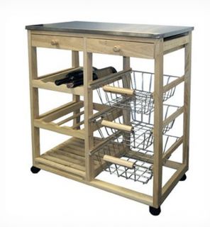 Island Kitchen Block Microwave Cart Wood with Storage Drawer