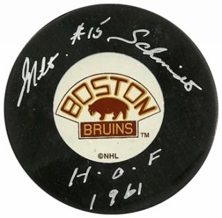 Milt Schmidt Signed Boston Bruins Vintage Puck