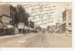 MT Miles City Street Scene 1913 Holmboe RPPC Postcard