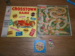 Vintage 1956 Milton Bradley Crosstown Game