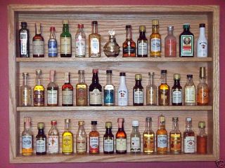 Shelf Miniature Liquor Bottle Display Case Oak