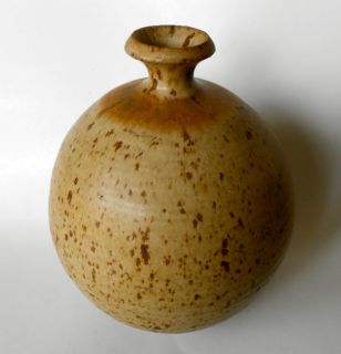 Vintage Midcentury Modern Studio Art Pottery Round Orb Vase Signed