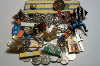 Junk Drawer Military Insignia Coins Crests Ribboons Romanian Patches