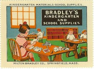 Milton Bradley old poster stamp school art supplies advertisement