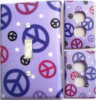 Peace Signs Light switch outlet wall plate covers custom room decor