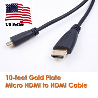 10FT Micro HDMI to HDMI Cable Gold for Asus Transformer Pad Infinity