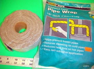 Insulated Foam Pipe Wrap, P/N 02378, 1/8 Thick, 2 Wide, 15 Ft Long