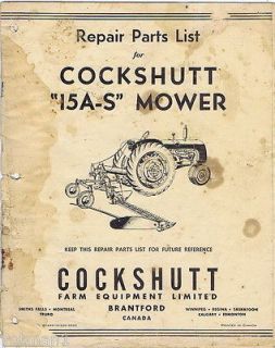 List Cockshutt 15A S Mower; Serial No. SI 499 10 52R  3500 1950s
