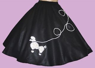 Black FELT 50s Poodle Skirt Adult Size Medium Waist 30 37 Length