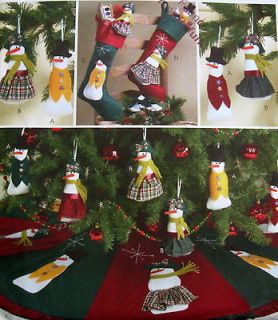 Applique Snowman Tree skirt 60 pattern ornament stockings too