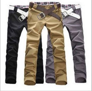 Fashion Mens Stylish Designed Straight Slim Fit Trousers Casual Long