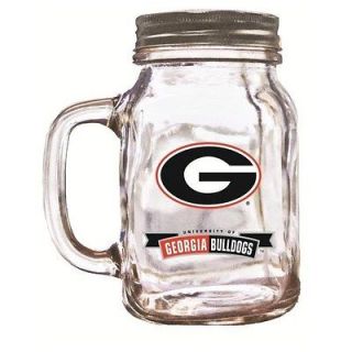BULLDOGS NCAA 16 oz Glass Mason Jar Mug w/Aluminum Screw Cap NEW
