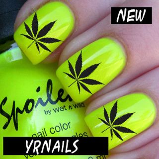 Nail WRAPS Nail Art Water Transfers Decals   Cannabis Leaf   S023
