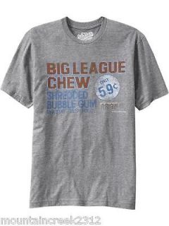 NWT OLD NAVY Mens BIG LEAGUE CHEW Graphic Tee Top Gray U Pick Size NEW
