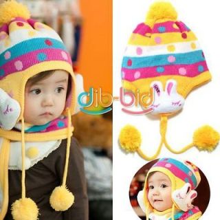 New Baby Chindren Girl Boys Toddler Crochet Beanie Hat Cap Rabbit