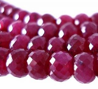 AAA 10 GENUINE RUBY 6 7mm FACETED RONDELLE BEADS