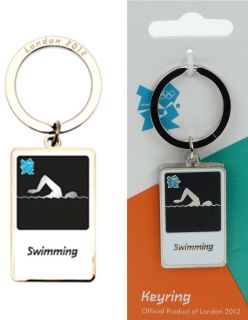 London 2012 Olympic Logo Swim Swimming Pool Metal Key Chain Ring Gift