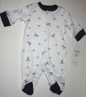 NWT Guess Designer Baby Boy Clothes Sleepwear Pajama White Bear 3 6 9