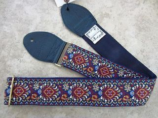 Guitar Strap JIMI HENDRIX Peacock Blue Red Tan Vintage Style Woven Ace