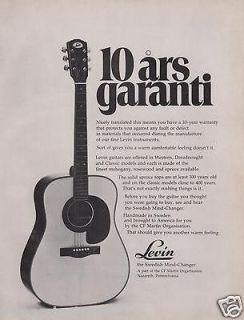 1974 LEVIN GUITAR 10 YEAR WARRANTY C.F.MARTIN ORGANISATION PRINT AD