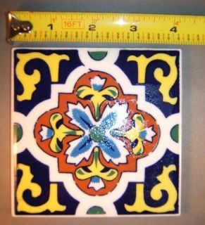 New Mexican Patterned Tile Glazed Ceramic 4x4