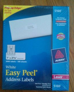 New 150 Avery 5160 white Address Labels 1 x 2 5/8 5 sheets