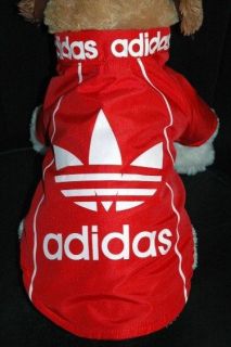 Adidas Red Fleece Lined Dog Coat Clothes