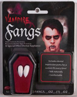 DRACULA FANGS CAPS TEETH FANCY DRESS WITH PUTTY ADHESIVE HALLOWEEN