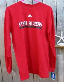 Portland Trailblazers NBA Basketball Adidas Shirt Red Long Sleeve NEW