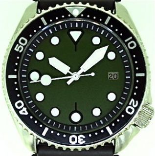 Newly listed SEIKO 7002 diver MOD w/Army Green Tuna dial w/WHITE
