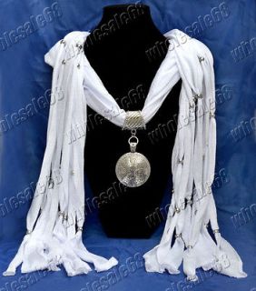 1ps Cotton Necklace Long Soft Scarves Charms round pendants Shawl Wrap