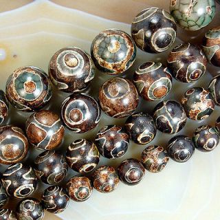 Green Spot Tibetan Mystical Old Agate Eye Gemstone Beads 8,10,12,14mm