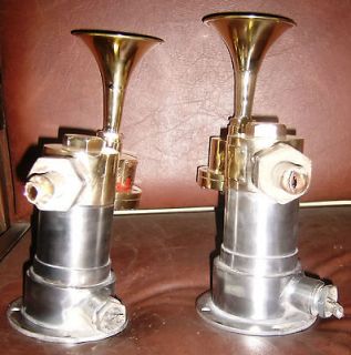 VINTAGE MARINE ELECTRIC AIR BRASS HORN(small) INCO SOPOT YEAR 1987 SET