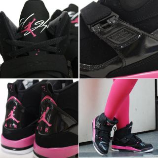 Nike Air Jordan Flight 45 High GS Black/Vivid Pink 524864 017 Girl Sz