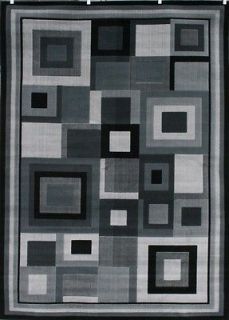 Gray Black Grey Large Modern Geometric Abstract Area Rug Carpet 9332