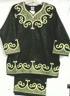 Skirt Suit Set African Attire Outfit Black Gold DoesntCome S M L XL