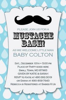 MUSTACHE Bash Printable 1st Birthday Party Baby Shower Invitation DIY