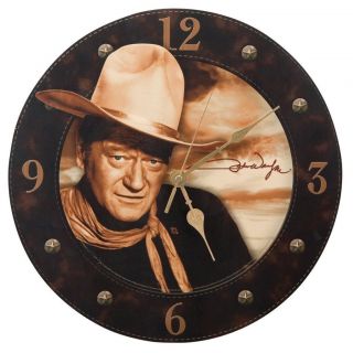 15189 John Wayne Cordless Wood Wall Clock, Multicolore 