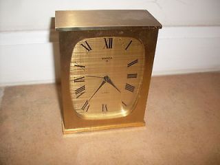 Fine Vintage Swiza Swiss 8 Day 15 Jewel Brass Alarm Clock 6 Tall