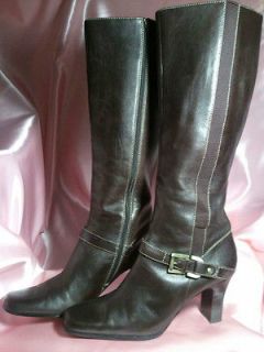 Anne Klein Boots ; Brown Leather ; Size 8 1/2 M ; Excellent Condition