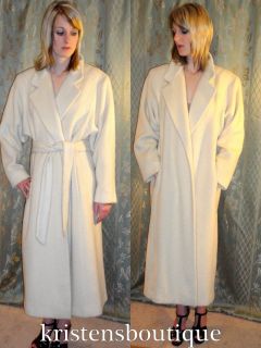 VTG ALBERT NIPON Womens Ivory Cream Wool Dress Coat Midi Size 12 M L