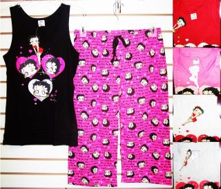 NWT Betty Boop Foil Hearts Tank Top Pajama Pant Capri Set S XL 5
