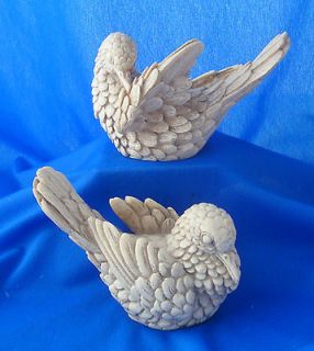 antiqued pair 2 peace dove bird figurine Santini alabaster 3½x4½