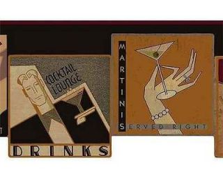 Martini Cocktail Jazz Wine Bar Wallpaper Border by York