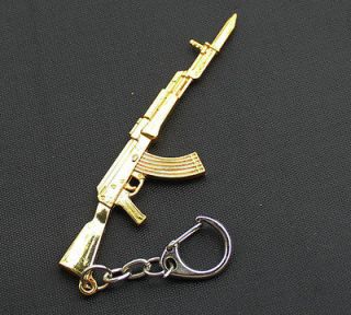 Weapon gold AK47 Gun Fix bayonet Assault Rifle Key Chains keyfob